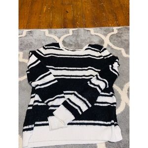 Loft fluffy black and white sweater